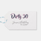 Dirty 30 happy birthday name date pink gray callig cadeaulabel (Achterkant Horizontaal)