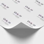 Dirty 30 happy birthday name date pink gray callig cadeaupapier (Hoek)