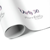 Dirty 30 happy birthday name date pink gray callig cadeaupapier (Rol Hoek)