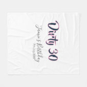 Dirty 30 happy birthday name date pink gray callig fleece deken (Voorkant (Horizontaal))
