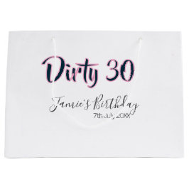 Dirty 30 happy birthday name date pink gray callig groot cadeauzakje
