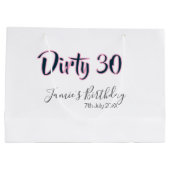 Dirty 30 happy birthday name date pink gray callig groot cadeauzakje (Achterkant)