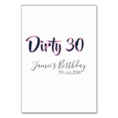 Dirty 30 happy birthday name date pink gray callig kaart (Achterkant)