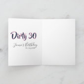 Dirty 30 happy birthday name date pink gray callig kaart (Binnen)