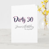Dirty 30 happy birthday name date pink gray callig kaart (Gele Bloem)