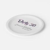 Dirty 30 happy birthday name date pink gray callig papieren bordje (Gekanteld)