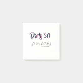 Dirty 30 happy birthday name date pink gray callig post-it® notes