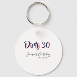 Dirty 30 happy birthday name date pink gray callig sleutelhanger