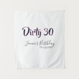 Dirty 30 happy birthday name date pink gray callig wandkleed