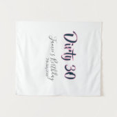 Dirty 30 happy birthday name date pink gray callig wandkleed (Voorkant (horizontaal))