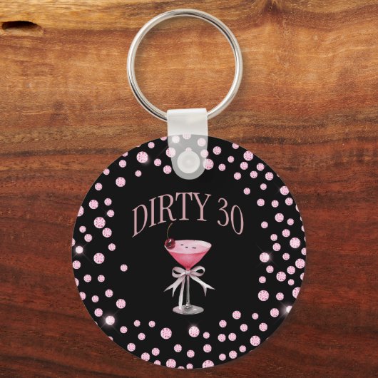 Dirty 30 Pink Coquette Naam aanpassen Sleutelhanger (Voorkant)