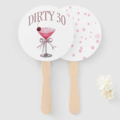 Dirty 30 Roze Coquette Verjaardagsfeestje Handwaaier (Voorkant en achterkant)