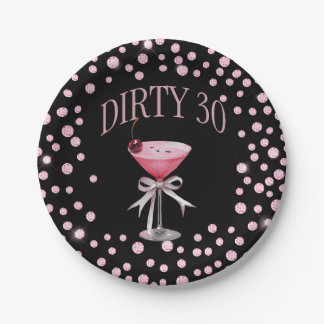 Dirty 30 Roze Coquette Verjaardagsfeestje Papieren Bordje
