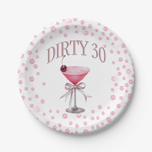 Dirty 30 Roze Coquette Verjaardagsfeestje Papieren Bordje (Voorkant)