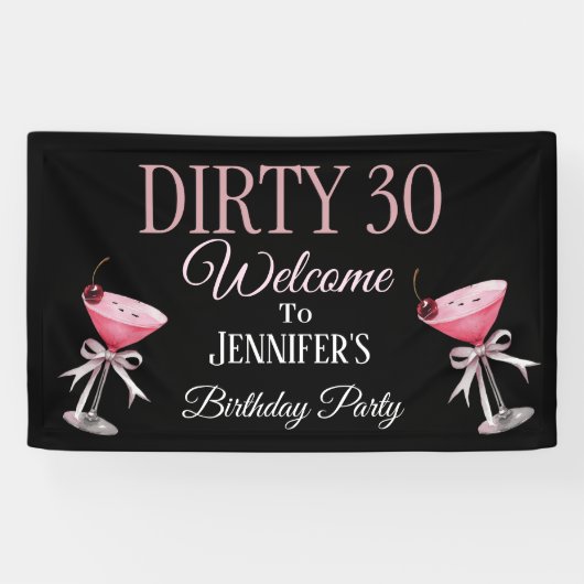 Dirty 30 Roze en Zwarte Coquette Spandoek (Horizontaal)