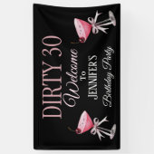 Dirty 30 Roze en Zwarte Coquette Spandoek (Verticaal)