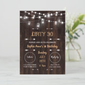 Dirty 30 String Lights Barn Elke Age Birthday Part Kaart (Staand voorkant)