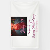 Dirty 30 verjaardag naam roze foto datum spandoek (Verticaal)