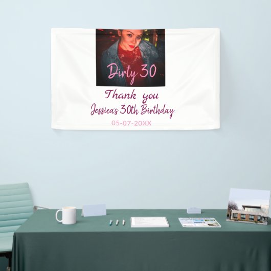 Dirty 30 verjaardag voeg naam toe roze voeg foto d spandoek (Beurs)