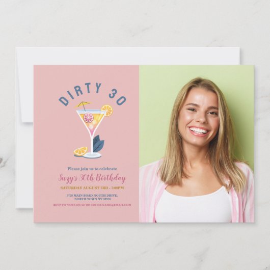 Dirty 30 vrouwen Verjaardag Dertig cocktails Foto Kaart (Voorkant)