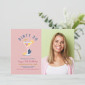 Dirty 30 vrouwen Verjaardag Dertig cocktails Foto Kaart (Staand voorkant)