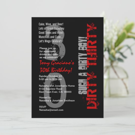 Dirty 30Birthday Black Red zo'n smerige jongen Kaart (Staand voorkant)