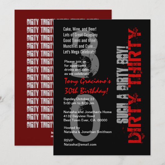 Dirty 30Birthday Black Red zo'n smerige jongen Kaart (Voorkant / Achterkant)