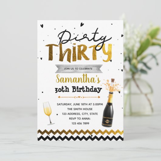 Dirty 30party call kaart (Staand voorkant)