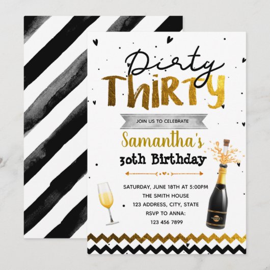 Dirty 30party call kaart (Voorkant / Achterkant)