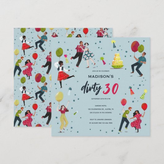 Dirty 30th Birthday Party Invitation Kaart (Voorkant / Achterkant)