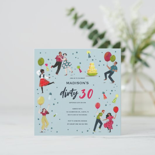 Dirty 30th Birthday Party Invitation Kaart (Staand voorkant)