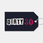 Dirty 30th Navy Blue & Hot Pink Birthday Party Cadeaulabel (Voorkant (Horizontaal))