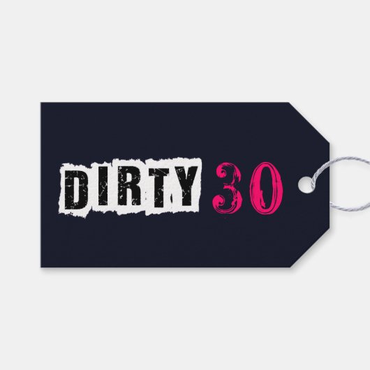 Dirty 30th Navy Blue & Hot Pink Birthday Party Cadeaulabel (Voorkant (Horizontaal))