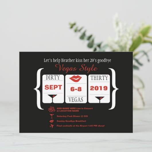 Dirty 30th Vegas Verjaardag Slot Machine Kaart (Staand voorkant)