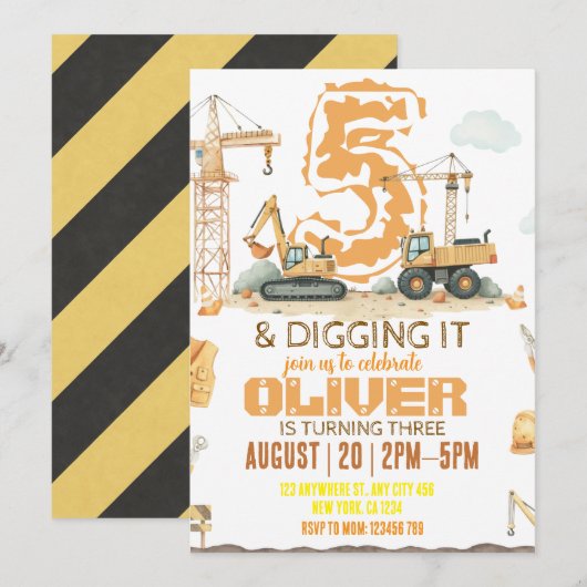 Dirty 3rd-y Bouw Verjaardag uitnodiging (Voorkant / Achterkant)