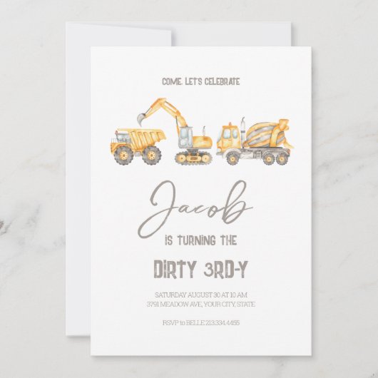 Dirty 3rd-y Bouwthema Verjaardagsuitnodiging Kaart (Voorkant)