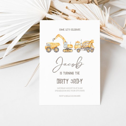 Dirty 3rd-y Bouwthema Verjaardagsuitnodiging Kaart