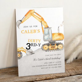 Dirty 3RD-Y Construction 3rd Birthday Party Kaart