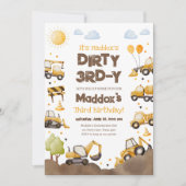 Dirty 3RD-Y Construction Trucks Boy Third Birthday Kaart (Voorkant)