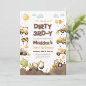 Dirty 3RD-Y Construction Trucks Boy Third Birthday Kaart (Staand voorkant)
