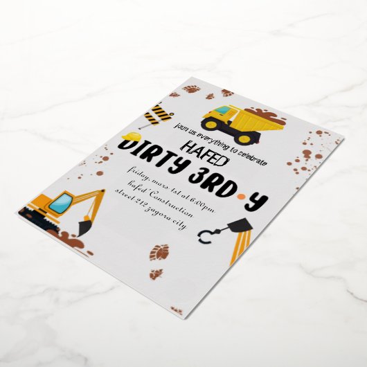 Dirty 3rd-Y derde verjaardag uitnodiging (Gedraaid)
