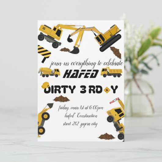 Dirty 3rd-Y derde verjaardag uitnodiging (Staand voorkant)