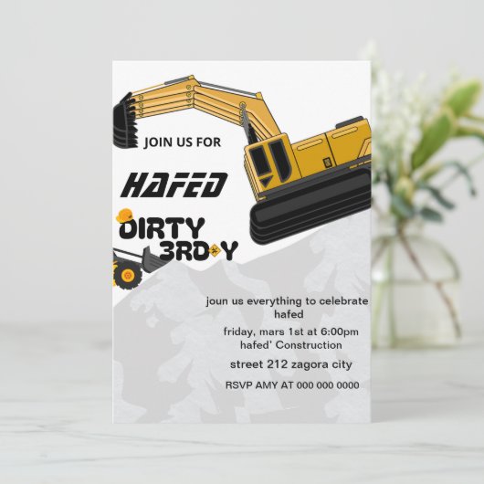 Dirty 3rd-Y derde verjaardag uitnodiging (Staand voorkant)