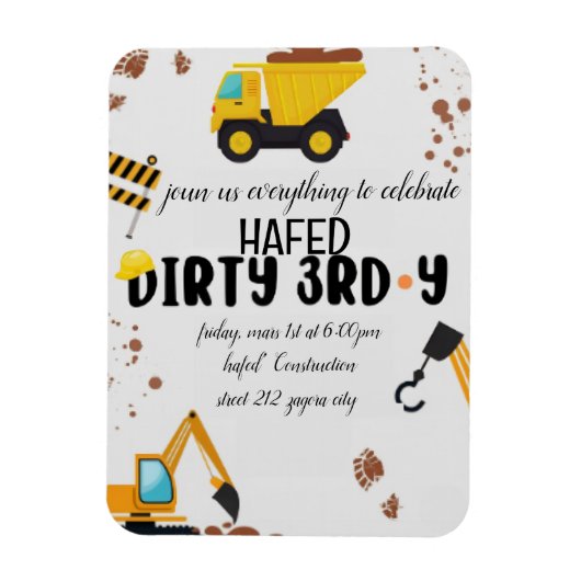 Dirty 3rd-Y derde verjaardag uitnodiging Magneet (Verticaal)