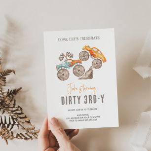 Dirty 3rd-y Sinaasappel Blauw Monster Truck Invita Kaart