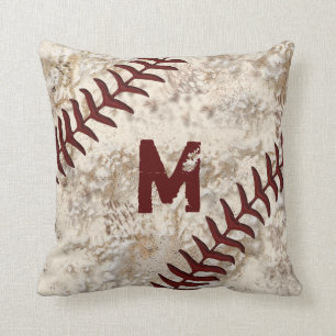 Dirty Baseball Pillow je MONOGRAM, JERSEY NUMBER Kussen