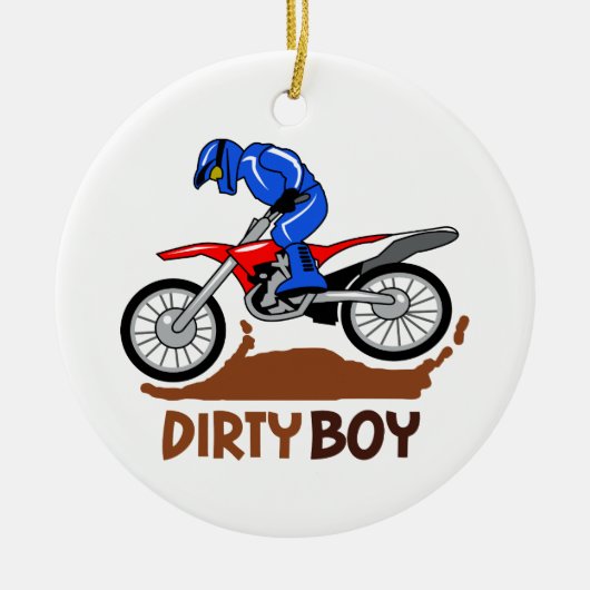 Dirty Boy Motocross Keramisch Ornament (Voorkant)