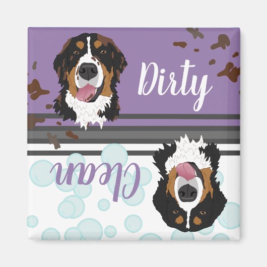 Dirty/Clean Bernese Mountain Dog Dishwasher Magneet (Voorkant)