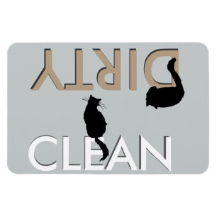 Dirty Clean Cat Dishwasher Magnet - LG Magneet