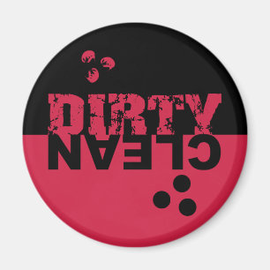 Dirty/Clean Dishwas Magnet Black en Red